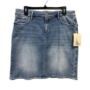 NYDJ Women's Size 12P Quinta 5 Pocket Stretch Denim Jean Skirt Just Above Knee